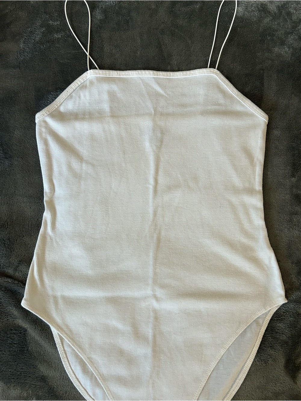 Wild Fable Ribbed Spaghetti-Strap Bodysuit—White